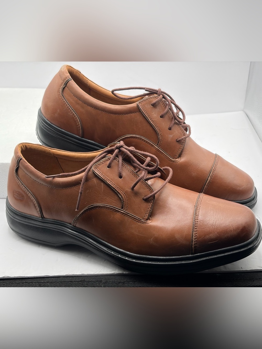 Dr Comfort Captain 8120 Men 11 XW EEE Brown Leather Cap Toe Orthopedic Shoes